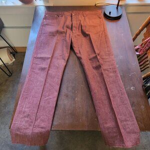 Levi 501st Red Button Fly Straight Legged Denim Jeans Mens Size 42 X 34 Unused